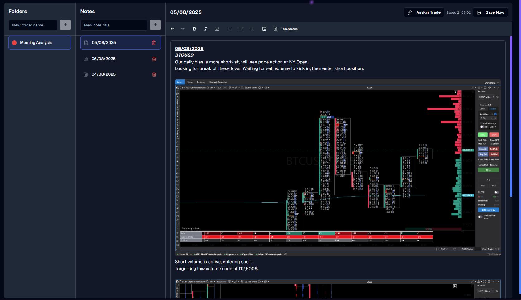 Daily Trading Planner